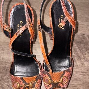 Gucci Women's Snakeskin Sandal Heels Size 39.5 (9.5)